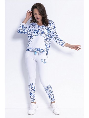 Dlouhé kalhoty model 14243003 – Fobya Velikost L Barvy bílo-modré květy
