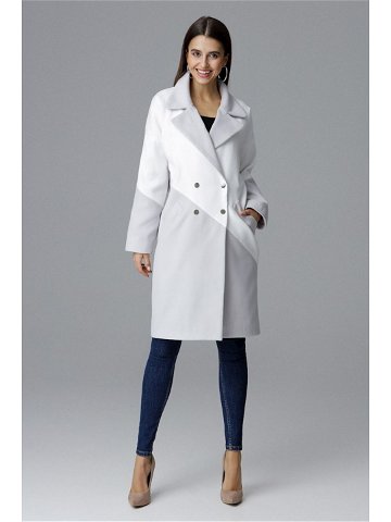 Dámský kabát model 14466751 – Figl Velikost 42 XL Barvy šedo-bílá