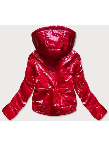 Lesklá červená prošívaná dámská bunda s kapucí model 14764928 – S WEST Barva odcienie czerwieni Velikost XL 42