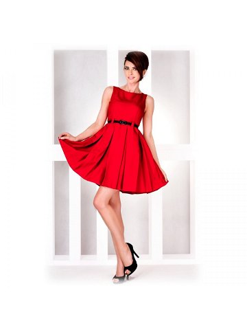 Dámské společenské šaty FOLD se sklady a páskem středně dlouhé červené – Červená – Numoco Velikost M Barvy červená
