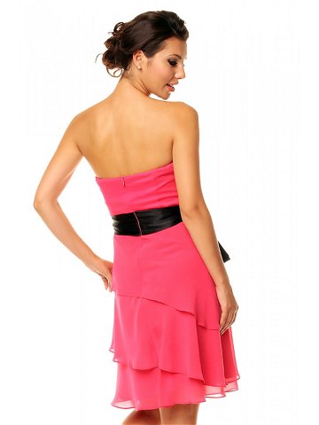 Společenské šaty model 15042414 značkové s mašlí a sukní s volány růžové Růžová – Mayaadi Velikost XL