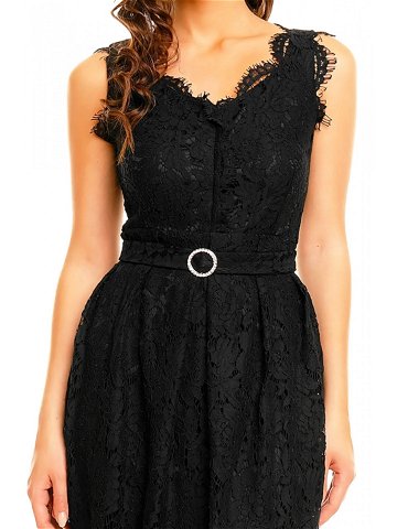Společenské šaty model 15042430 krajkové s páskem černé Černá – Mayaadi Velikost S Barvy černá