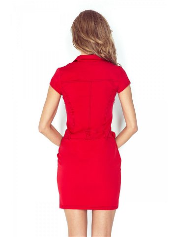 Dámské šaty elegantní značkové s páskem a krátkým rukávem červené – Červená – Numoco L červená
