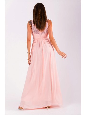 Společenské dámské šaty bez rukávů dlouhé růžové Růžová model 15042527 – EVA & LOLA Velikost S
