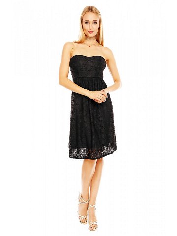 Společenské dámské šaty krajkové bez ramínek černé – Černá – MAYAADI XL