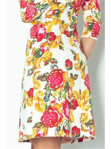 Dámské společenské šaty s motivem krátké květované L smetanová L model 15042699 – numoco