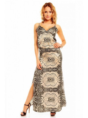 Letní dámské šaty s potiskem dlouhé S černá ecru S model 15042761 – SWEEWE
