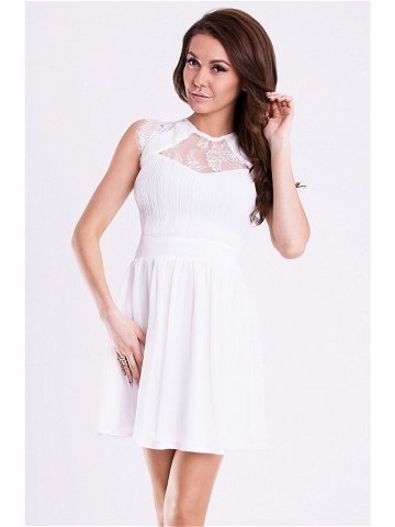 Dámské společenské šaty s rozšířenou sukní EMAMODA bílé – Bílá S – YNS Velikost S Barvy ecru