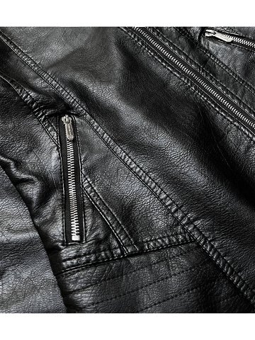 Černá bunda ramoneska z imitace kůže model 15259018 – S WEST Barva odcienie czerni Velikost S 36