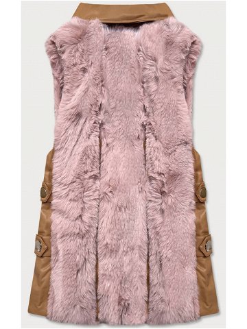 Elegantní vesta v barvě z eko kůže a kožešiny Růžová XL 42 model 15831749 – S WEST