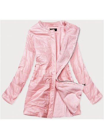 Růžová dámská bunda s kožíškem pro přechodné období Růžová XL 42 model 15851126 – L & J studios