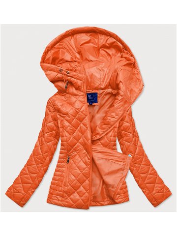 Oranžová prošívaná dámská bunda s kapucí model 15856224 oranžová S 36 – Ann Gissy