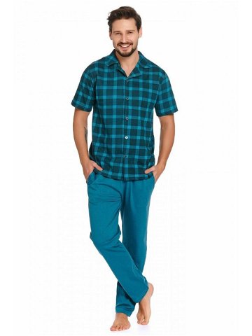 Pánské pyžamo model 15909087 modré káro – DN Nightwear Barva modrá Velikost XXL
