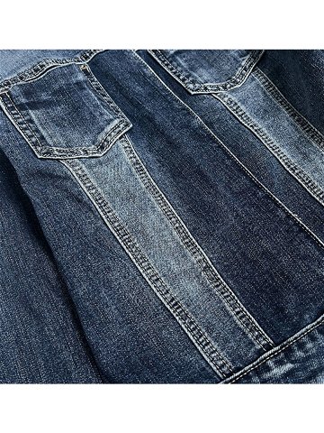 Tmavě modrá krátká dámská džínová bunda model 16146991 Modrá XS 34 – Re-Dress