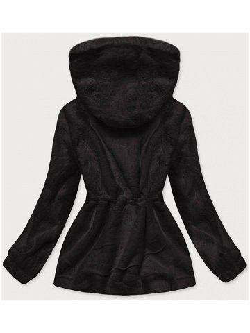 Černá kožešinová dámská bunda s kapucí model 16151613 černá XXL 44 – S WEST