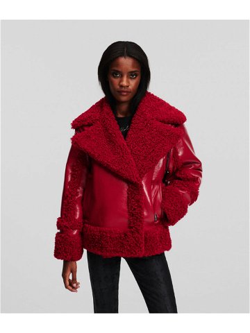 Bunda karl lagerfeld faux shearling jacket červená s