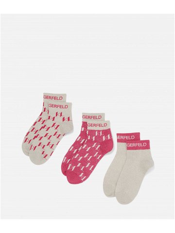 Ponožky 3-pack karl lagerfeld k monogram short socks 3p růžová none
