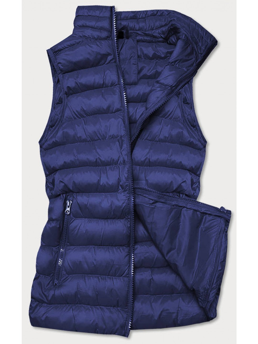 Tmavě modrá krátká dámská prošívaná vesta model 16279835 tmavě modrá M 38 – J STYLE