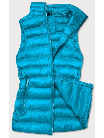 Světle modrá krátká dámská prošívaná vesta model 16279845 Modrá L 40 – J STYLE
