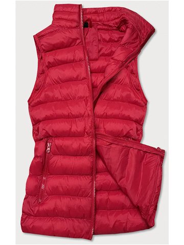 Tmavě červená krátká dámská prošívaná vesta model 16279875 Červená XL 42 – J STYLE