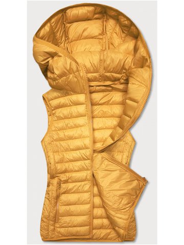 Žlutá prošívaná dámská vesta s kapucí model 16279905 Žlutá L 40 – J STYLE