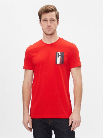 Tommy Hilfiger T-Shirt H Emblem Tee MW0MW33687 Červená Slim Fit