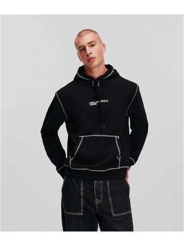 Mikina karl lagerfeld jeans klj regular contrast hoodie černá xxl