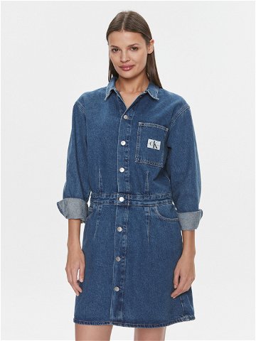 Calvin Klein Jeans Džínové šaty Darted Denim Shirt Dress J20J222461 Tmavomodrá Slim Fit