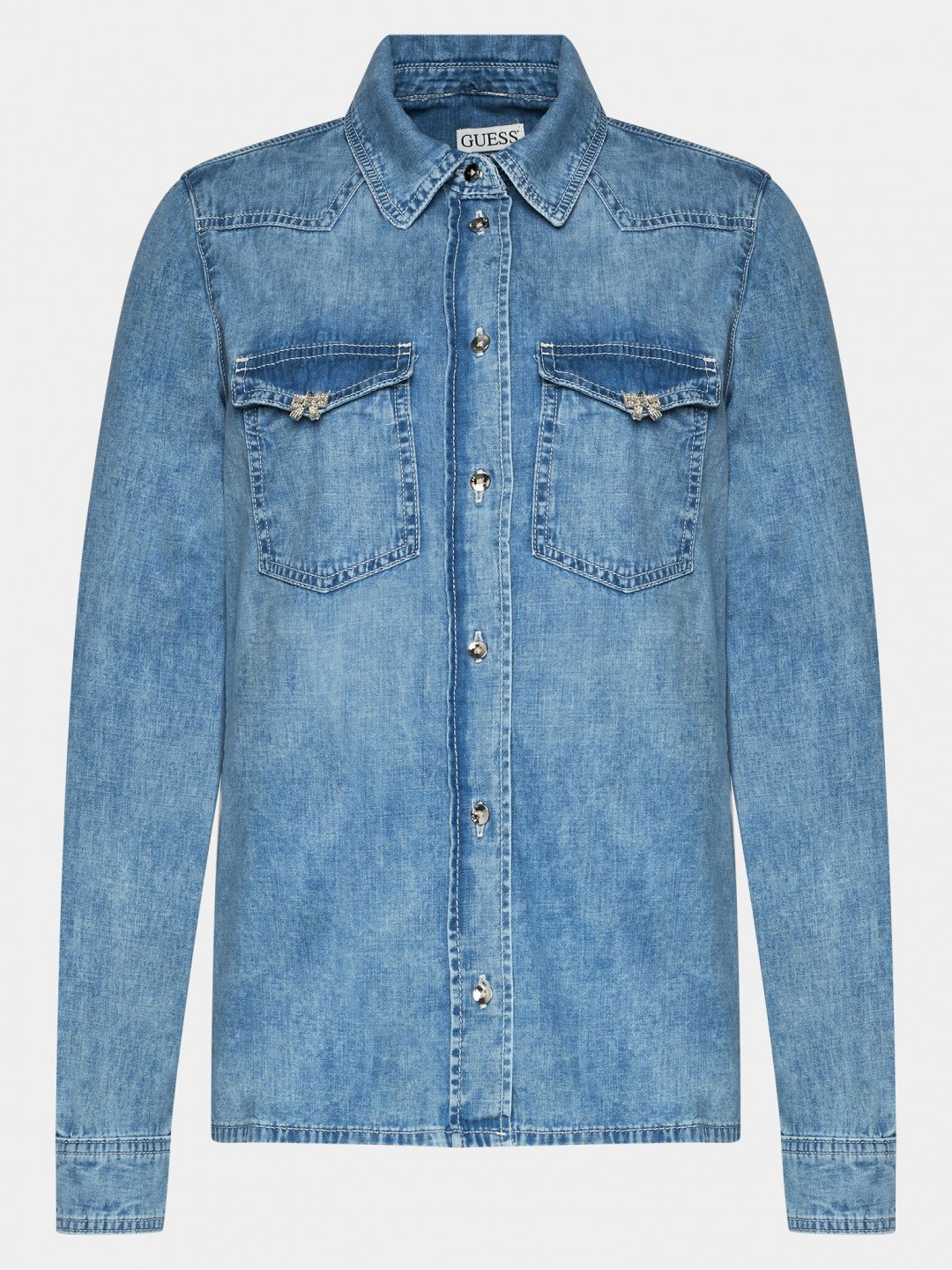 Guess džínová košile W4RH75 D59K1 Modrá Regular Fit