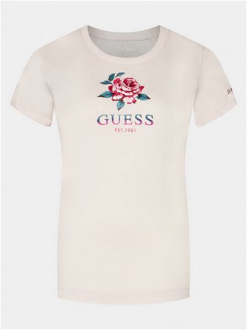 Guess T-Shirt Ss Cn Glittery Rose W4RI37 JA914 Růžová Slim Fit