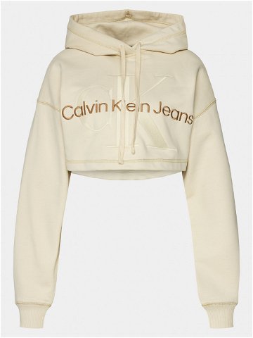 Calvin Klein Jeans Mikina Hero Monologo Short Hoodie J20J222540 Écru Regular Fit