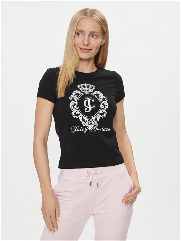 Juicy Couture T-Shirt Heritage Crest Tee JCWCT24337 Černá Slim Fit