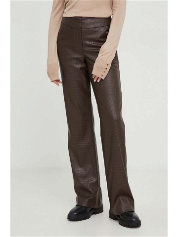 Kalhoty Answear Lab dámské hnědá barva zvony high waist