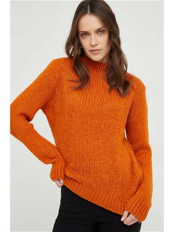 Vlněný svetr Answear Lab oranžová barva s pologolfem