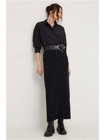 Džínová sukně Answear Lab černá barva maxi