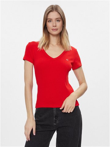 Tommy Jeans T-Shirt Essential DW0DW17385 Červená Slim Fit