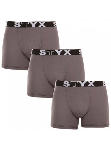 3PACK pánské boxerky Styx long sportovní guma tmavě šedé 3U1063 M