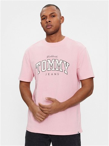 Tommy Jeans T-Shirt Varsity DM0DM18287 Růžová Regular Fit