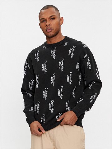 Calvin Klein Jeans Svetr Stacked Logo Aop Sweater J30J325287 Černá Regular Fit