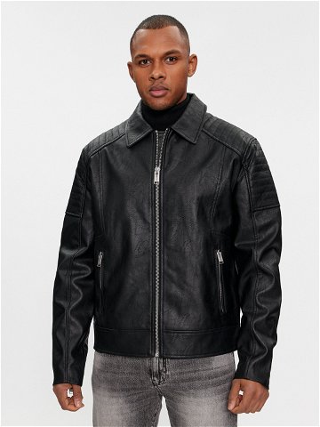 Karl Lagerfeld Jeans Kožená bunda 240D1501 Černá Regular Fit