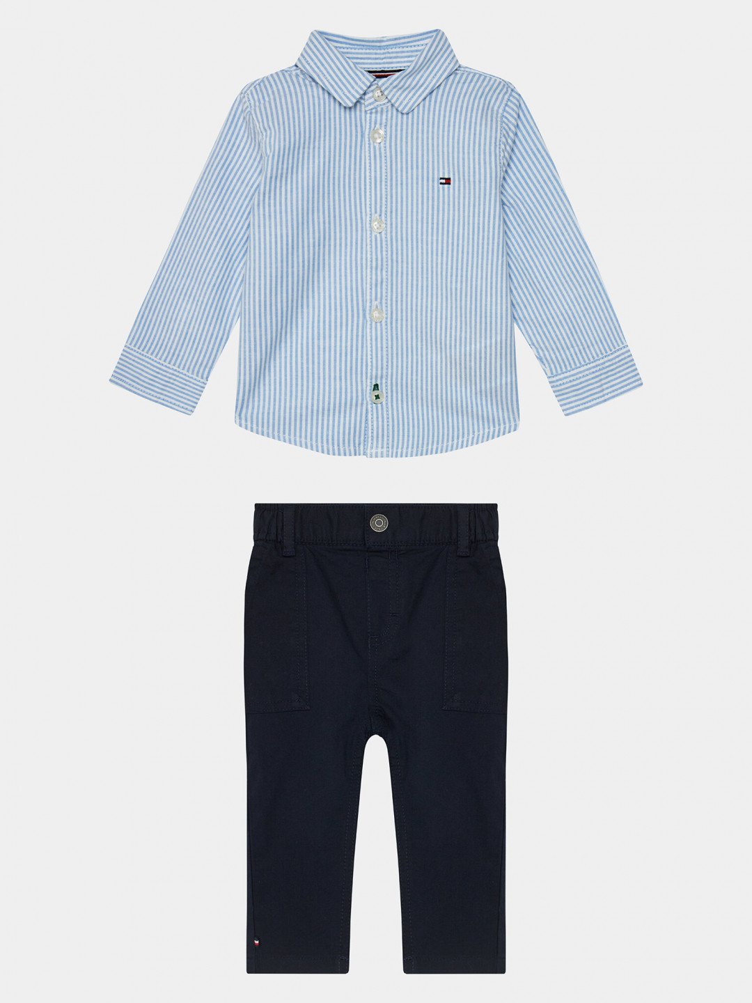 Tommy Hilfiger Sada košile a látkové kalhoty Baby Ithaca Shirt Set Giftbox KN0KN01784 Modrá Regular Fit
