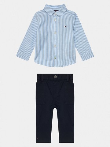 Tommy Hilfiger Sada košile a látkové kalhoty Baby Ithaca Shirt Set Giftbox KN0KN01784 Modrá Regular Fit