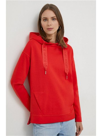 Mikina Joop dámská červená barva s kapucí hladká 3003252210007090