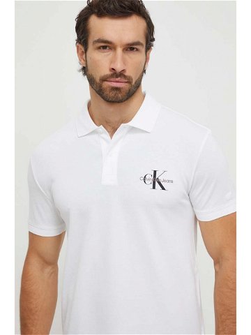 Polo tričko Calvin Klein Jeans bílá barva s potiskem J30J323395