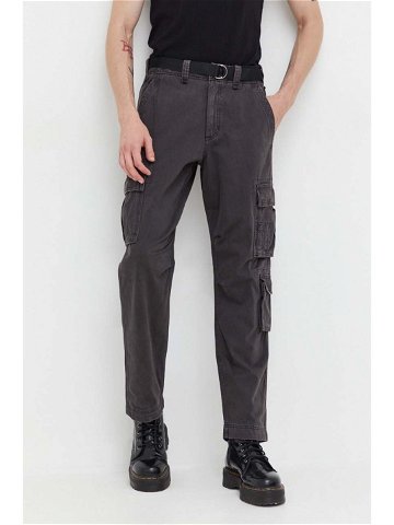 Kalhoty Abercrombie & Fitch pánské šedá barva ve střihu cargo