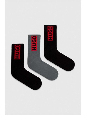 Ponožky HUGO 3-pack pánské zelená barva 50501970