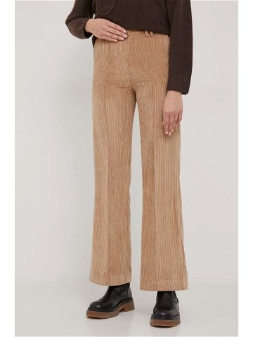 Manšestrové kalhoty United Colors of Benetton hnědá barva high waist