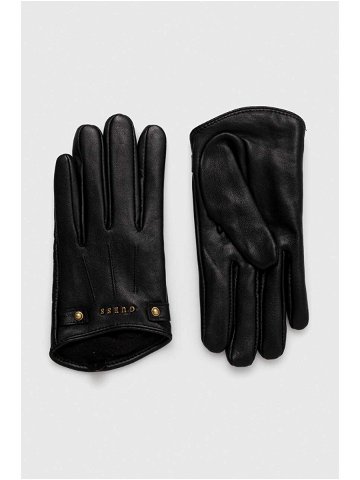 Kožené rukavice Guess dámské černá barva