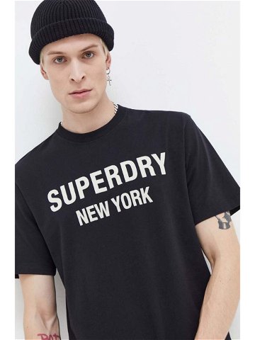 Bavlněné tričko Superdry černá barva s potiskem