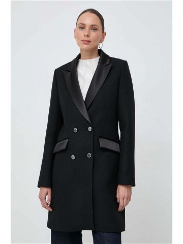 Vlněný kabát Morgan černá barva přechodný dvouřadový